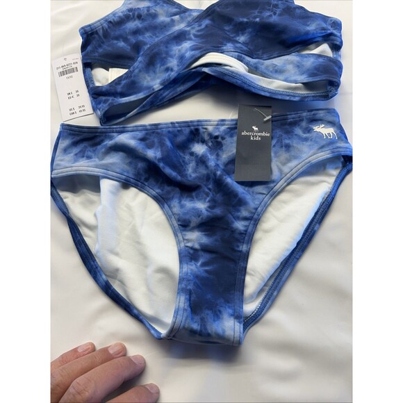 Abercrombie Kids 2 Piece Bikini Girls 11/12 Blue Tie Dye Design New w/Tags - Picture 3 of 8